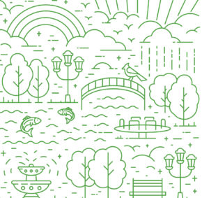 parks alliance illustration in green on a white background