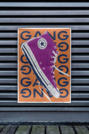 a ganggang poster with a sneaker graphic