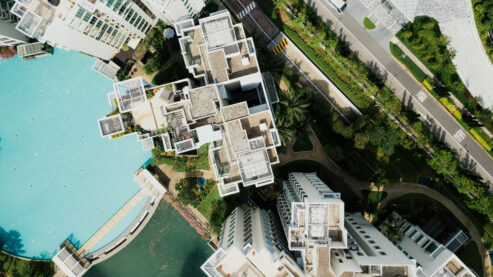 Overhead view of a city